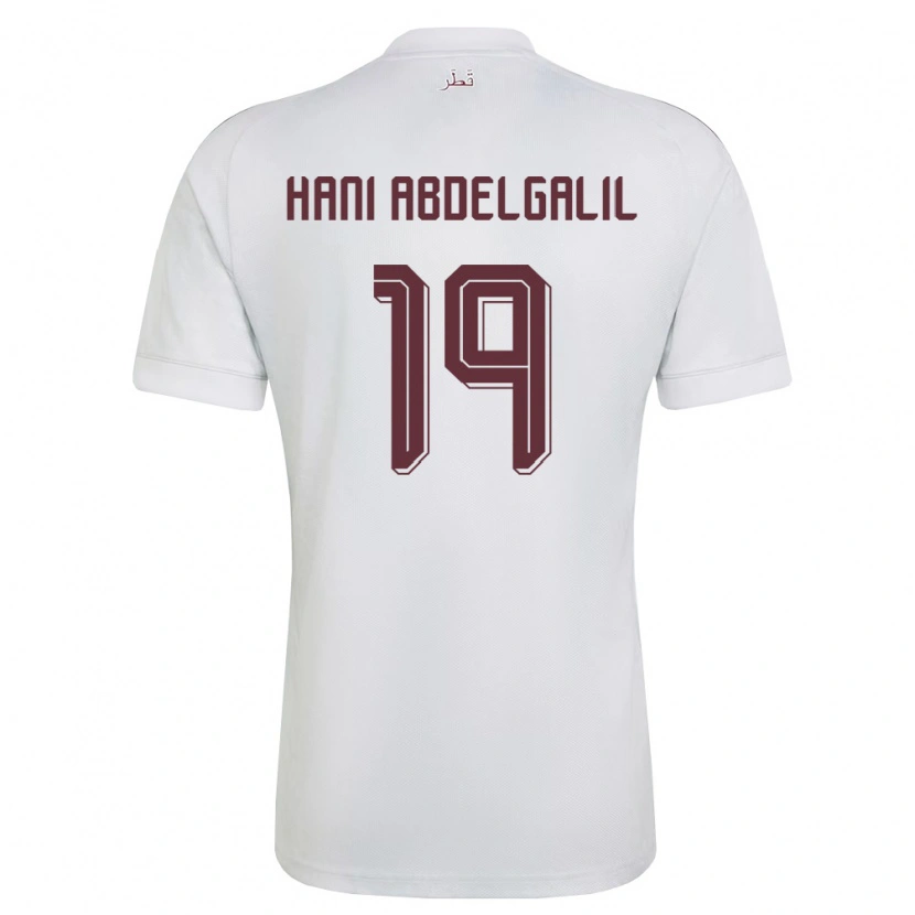Danxen Hombre Camiseta Catar Youssef Hani Abdelgalil #19 Blanco Borgoña 2ª Equipación 26-28 La Camisa