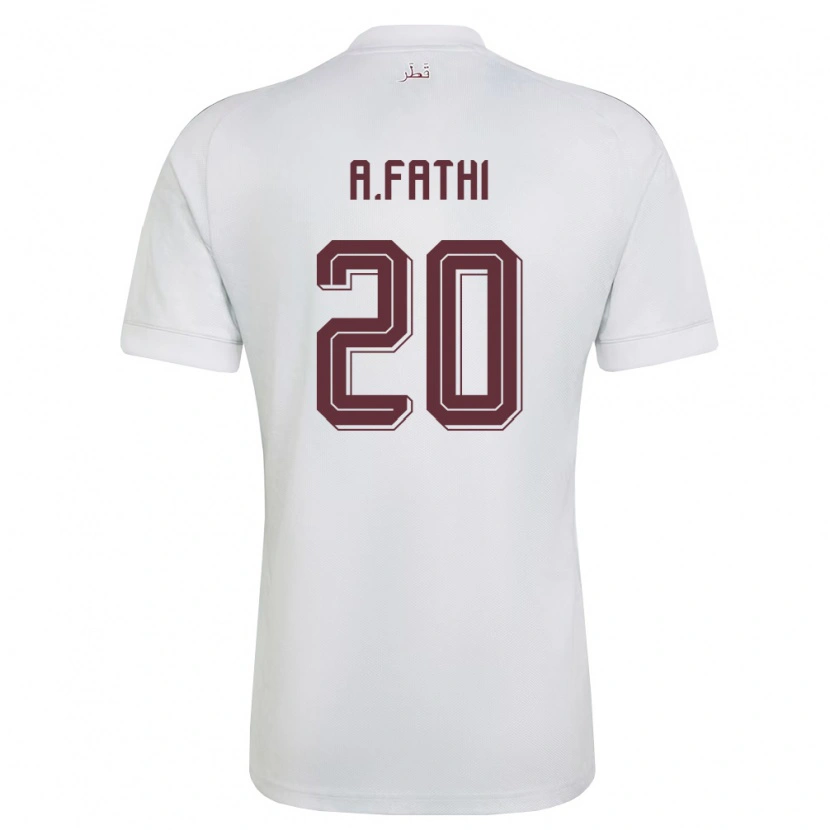 Danxen Hombre Camiseta Catar Ahmed Fathi #20 Blanco Borgoña 2ª Equipación 26-28 La Camisa