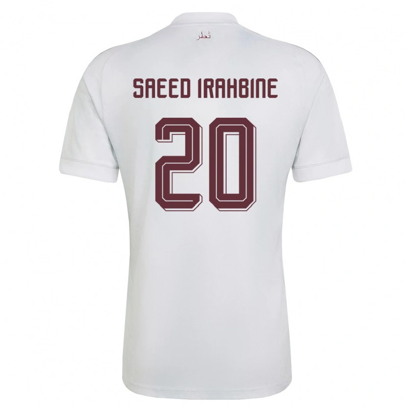 Danxen Hombre Camiseta Catar Faissal Irahbine #20 Blanco Borgoña 2ª Equipación 26-28 La Camisa