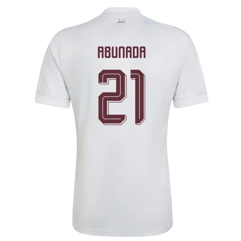 Danxen Hombre Camiseta Catar Mahmoud Abunada #21 Blanco Borgoña 2ª Equipación 26-28 La Camisa