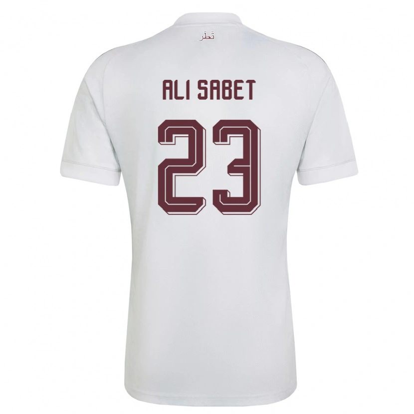 Danxen Hombre Camiseta Catar Omar Ali Sabet #23 Blanco Borgoña 2ª Equipación 26-28 La Camisa
