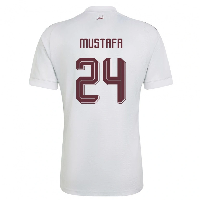 Danxen Hombre Camiseta Catar Mustafa Mashaal #24 Blanco Borgoña 2ª Equipación 26-28 La Camisa