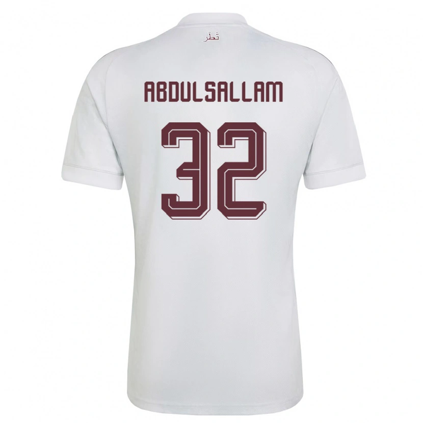 Danxen Hombre Camiseta Catar Jassem Gaber Abdulsallam #32 Blanco Borgoña 2ª Equipación 26-28 La Camisa