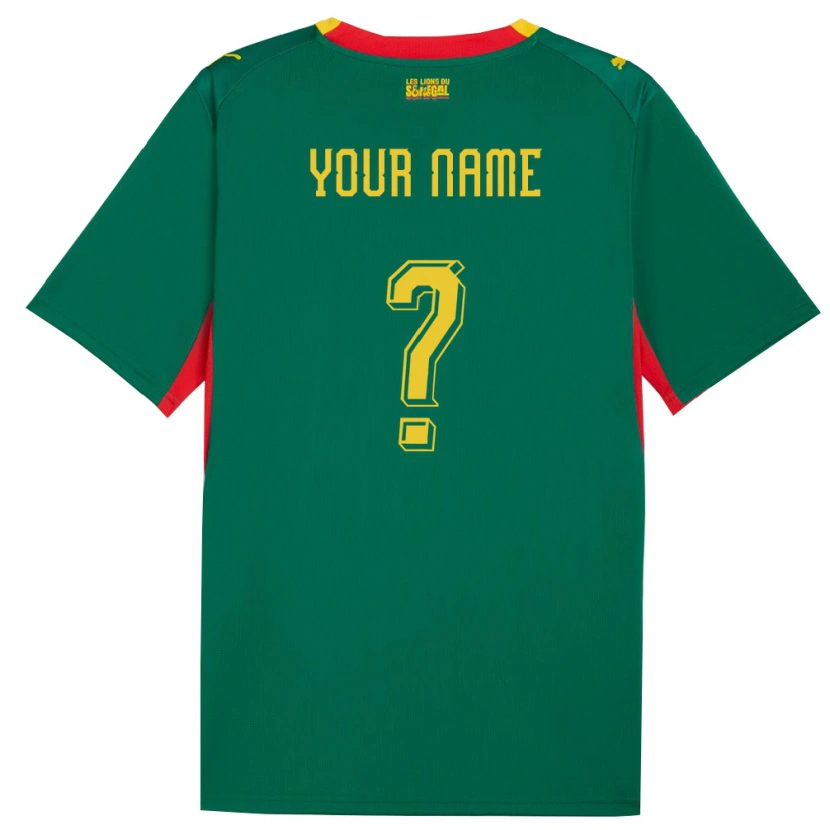 Danxen Hombre Camiseta Senegal Su Nombre #0 Verde Amarillo Rojo 2ª Equipación 26-28 La Camisa