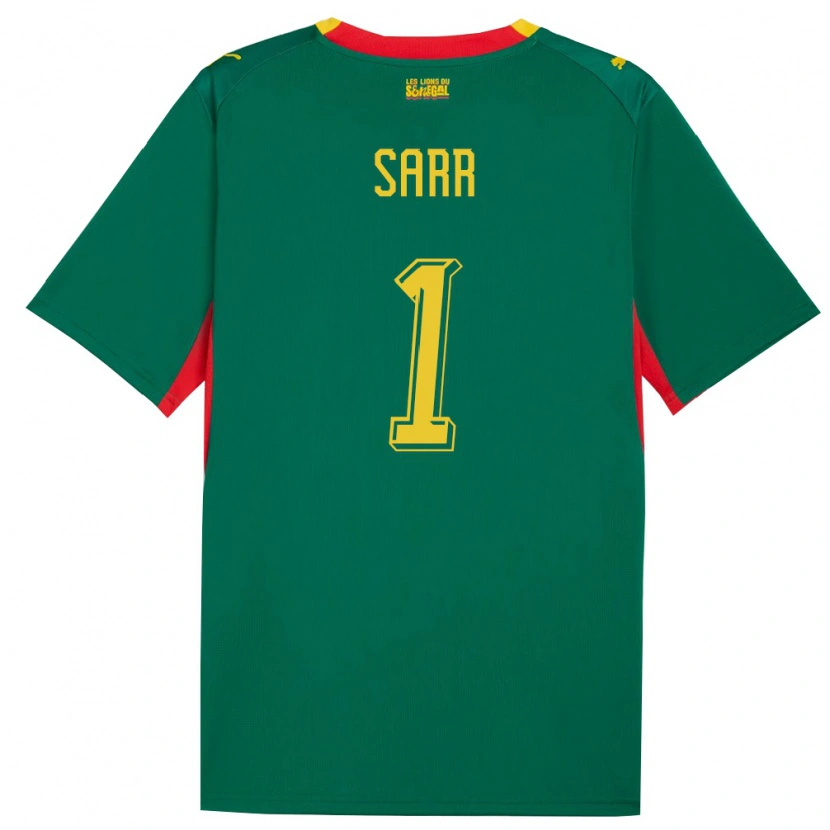 Danxen Hombre Camiseta Senegal Cheikh Sarr #1 Verde Amarillo Rojo 2ª Equipación 26-28 La Camisa