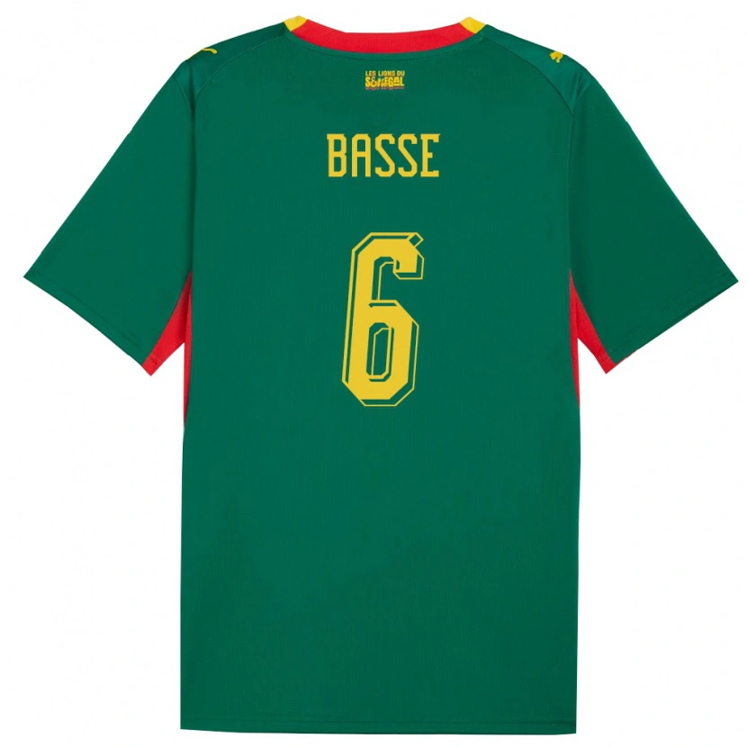 Danxen Hombre Camiseta Senegal Souleymane Basse #6 Verde Amarillo Rojo 2ª Equipación 26-28 La Camisa