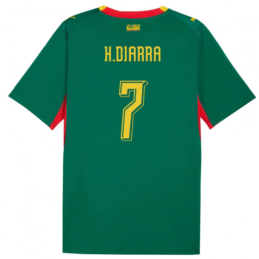 Danxen Hombre Camiseta Senegal Habib Diarra #7 Verde Amarillo Rojo 2ª Equipación 26-28 La Camisa