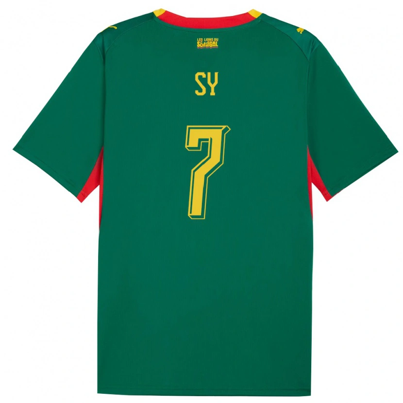 Danxen Hombre Camiseta Senegal Mouhamed Sy #7 Verde Amarillo Rojo 2ª Equipación 26-28 La Camisa