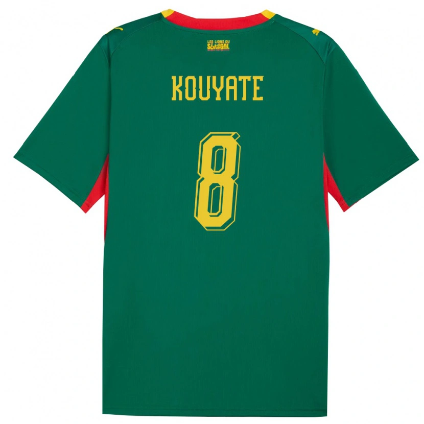 Danxen Hombre Camiseta Senegal Cheikhou Kouyate #8 Verde Amarillo Rojo 2ª Equipación 26-28 La Camisa