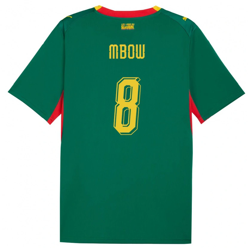 Danxen Hombre Camiseta Senegal Mamadou Mbow #8 Verde Amarillo Rojo 2ª Equipación 26-28 La Camisa