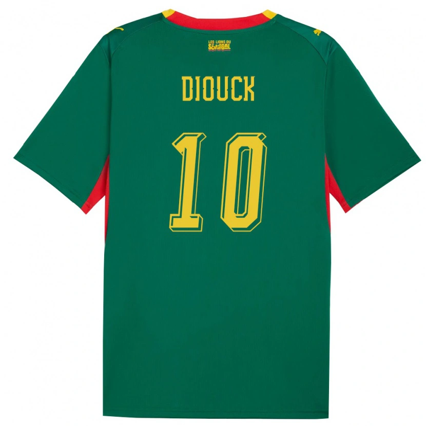 Danxen Hombre Camiseta Senegal Seydi Diouck #10 Verde Amarillo Rojo 2ª Equipación 26-28 La Camisa