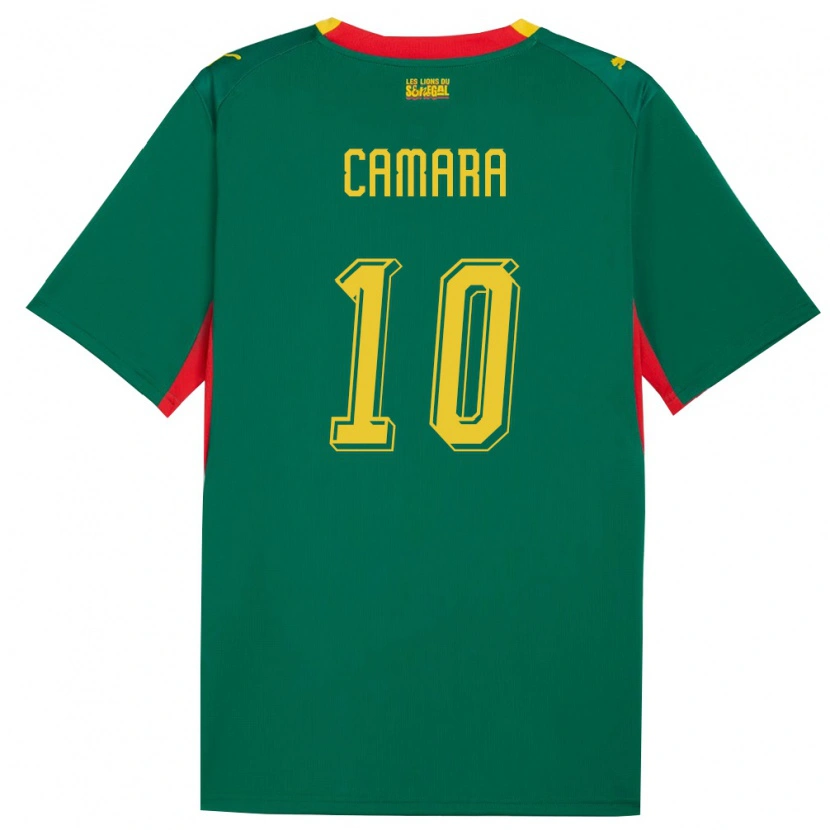 Danxen Hombre Camiseta Senegal Alwaly Camara #10 Verde Amarillo Rojo 2ª Equipación 26-28 La Camisa