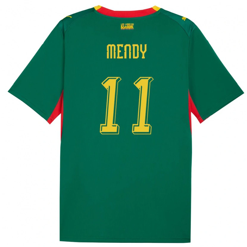 Danxen Hombre Camiseta Senegal Victor Mendy #11 Verde Amarillo Rojo 2ª Equipación 26-28 La Camisa
