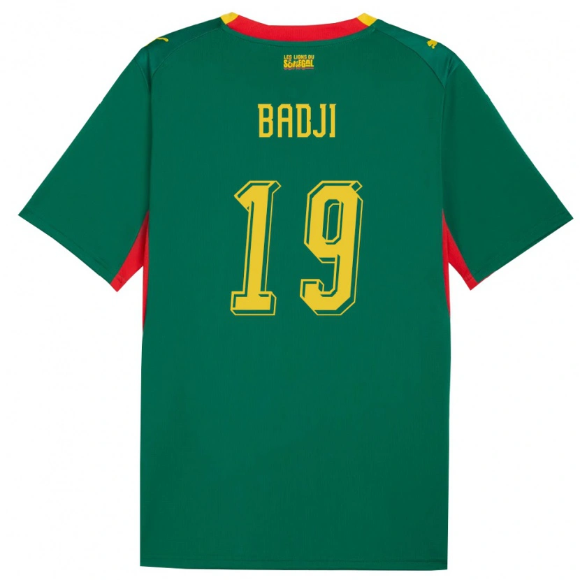 Danxen Hombre Camiseta Senegal Youssouph Badji #19 Verde Amarillo Rojo 2ª Equipación 26-28 La Camisa