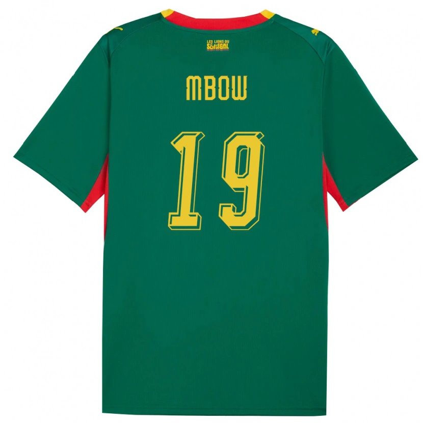 Danxen Hombre Camiseta Senegal Mapenda Mbow #19 Verde Amarillo Rojo 2ª Equipación 26-28 La Camisa