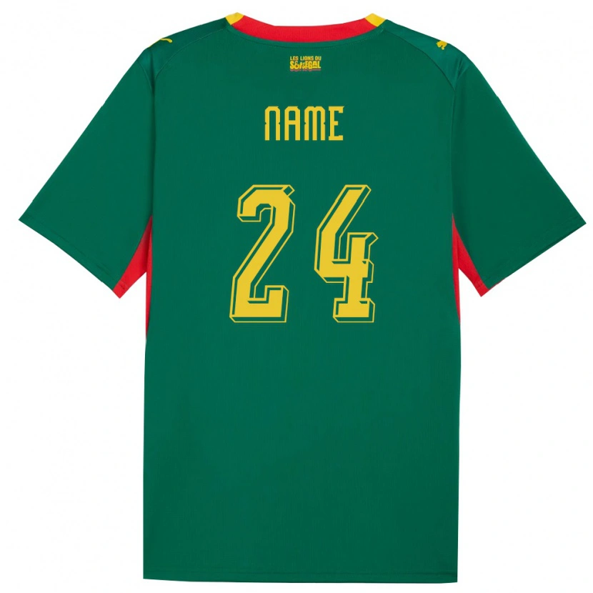 Danxen Hombre Camiseta Senegal Moustapha Name #24 Verde Amarillo Rojo 2ª Equipación 26-28 La Camisa