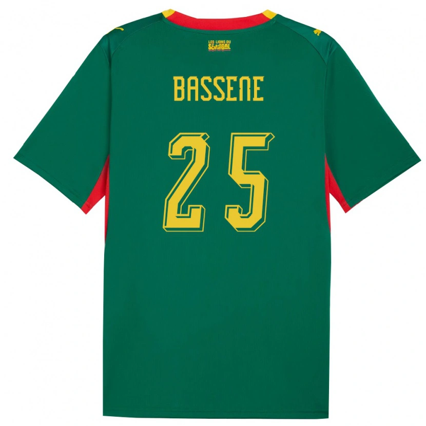 Danxen Hombre Camiseta Senegal Pascaline Bassene #25 Verde Amarillo Rojo 2ª Equipación 26-28 La Camisa