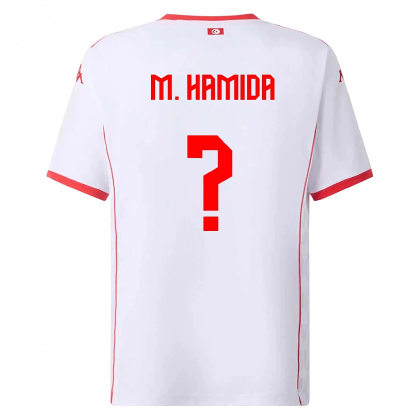 Danxen Hombre Camiseta Túnez Mohamed Amine Ben Hamida #0 Blanco Rojo 2ª Equipación 26-28 La Camisa