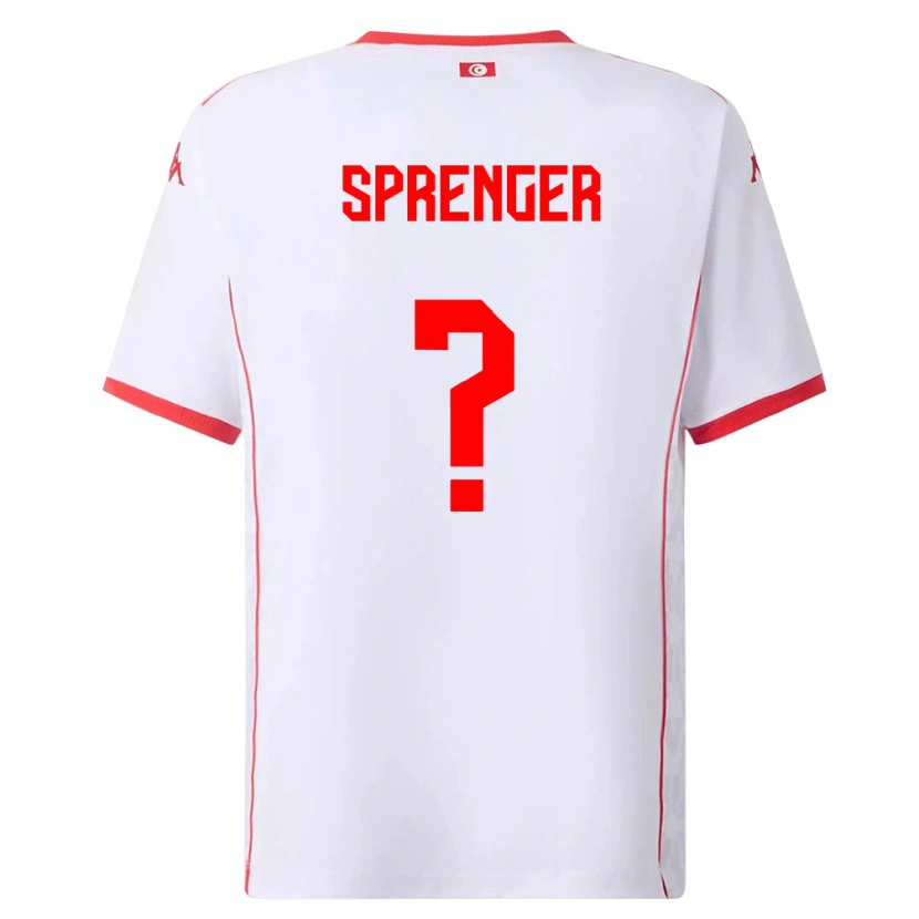 Danxen Hombre Camiseta Túnez Melvyn Sprenger #0 Blanco Rojo 2ª Equipación 26-28 La Camisa