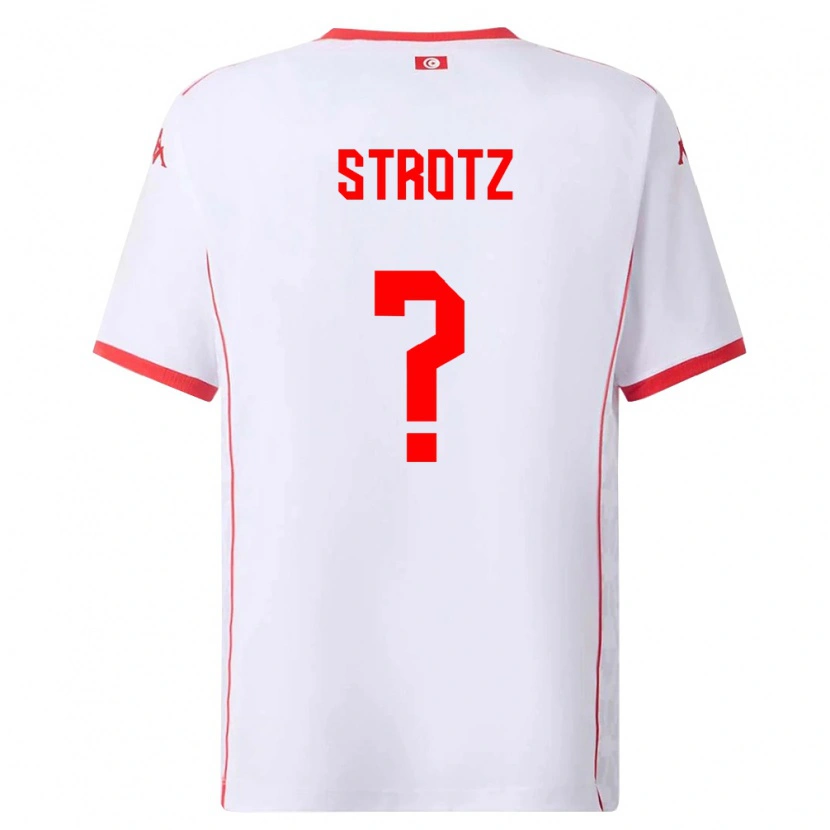 Danxen Hombre Camiseta Túnez Noam Strotz #0 Blanco Rojo 2ª Equipación 26-28 La Camisa
