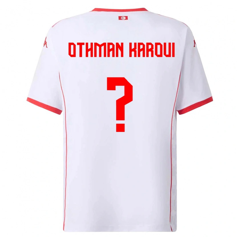 Danxen Hombre Camiseta Túnez Mohamed Othman Karoui #0 Blanco Rojo 2ª Equipación 26-28 La Camisa