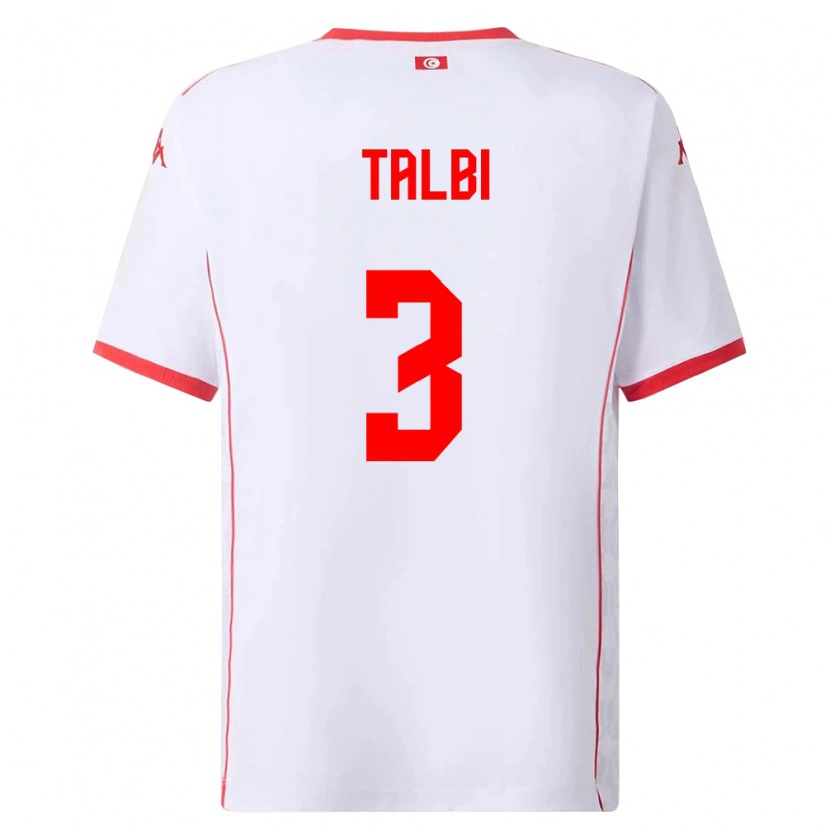 Danxen Hombre Camiseta Túnez Montassar Talbi #3 Blanco Rojo 2ª Equipación 26-28 La Camisa