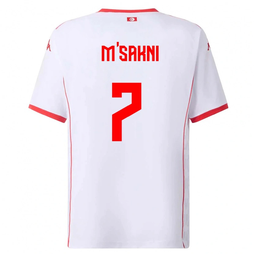 Danxen Hombre Camiseta Túnez Youssef M Sakni #7 Blanco Rojo 2ª Equipación 26-28 La Camisa