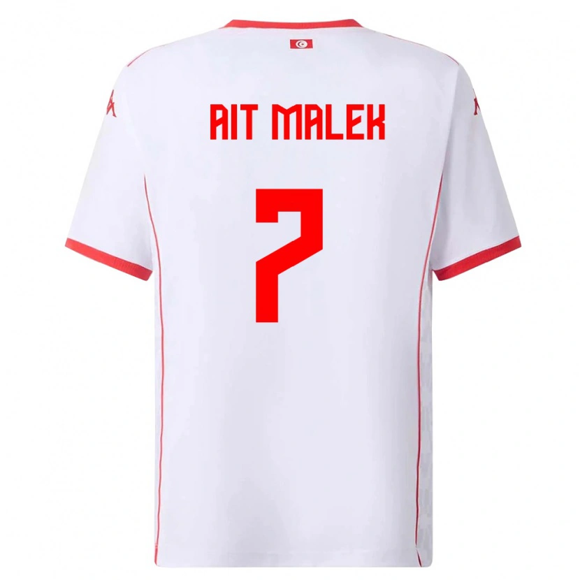 Danxen Hombre Camiseta Túnez Bilel Aït Malek #7 Blanco Rojo 2ª Equipación 26-28 La Camisa