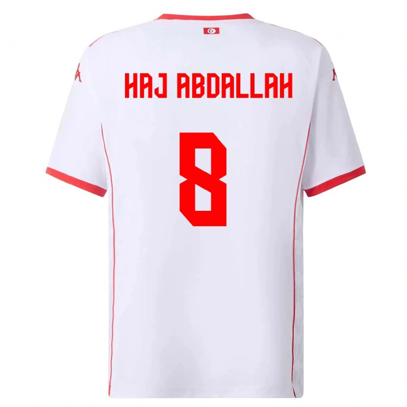Danxen Hombre Camiseta Túnez Saïfedin Haj Abdallah #8 Blanco Rojo 2ª Equipación 26-28 La Camisa