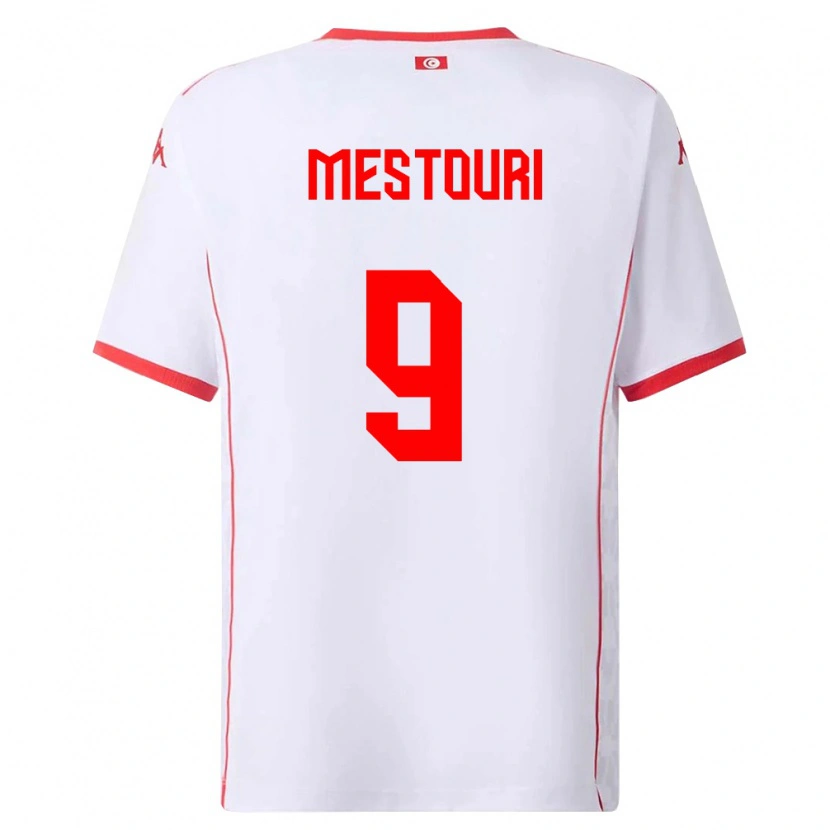 Danxen Hombre Camiseta Túnez Hazem Mastouri #9 Blanco Rojo 2ª Equipación 26-28 La Camisa