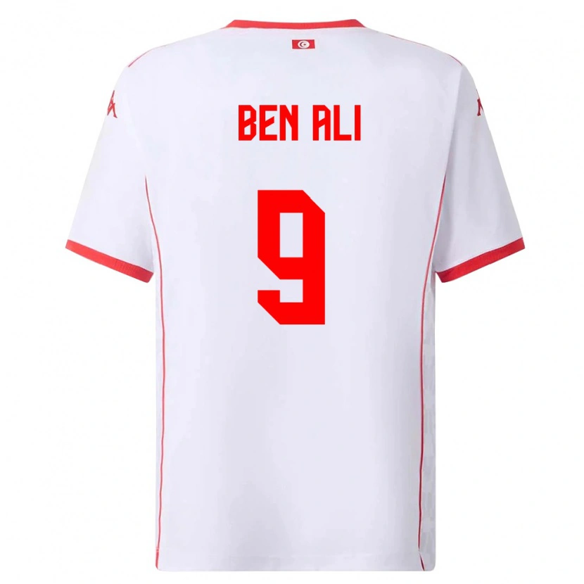Danxen Hombre Camiseta Túnez Omar Ben Ali #9 Blanco Rojo 2ª Equipación 26-28 La Camisa