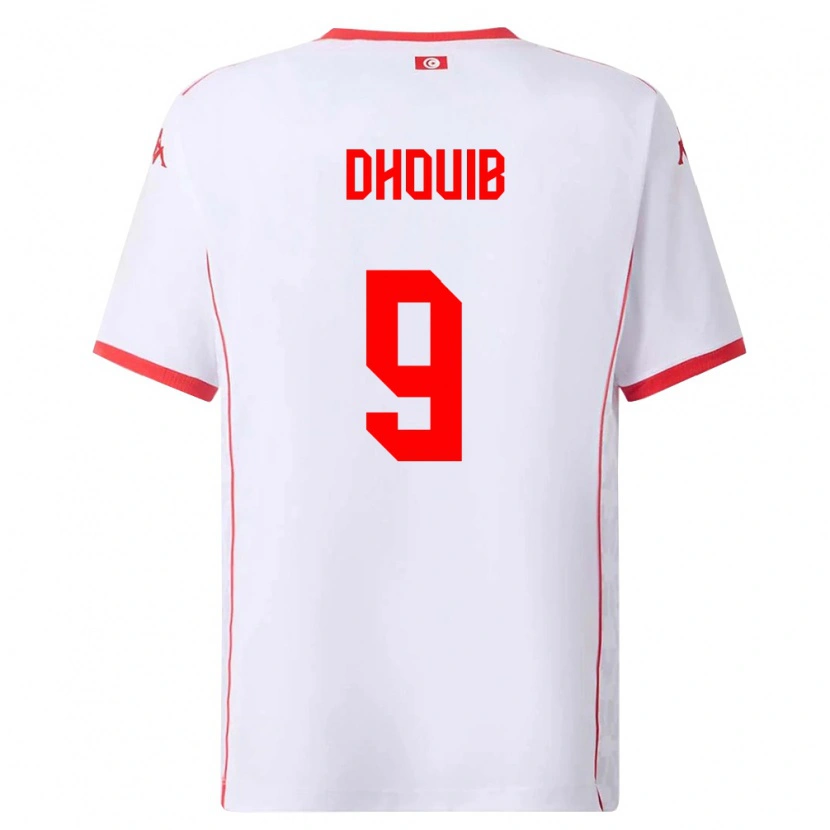 Danxen Hombre Camiseta Túnez Walid Dhouib #9 Blanco Rojo 2ª Equipación 26-28 La Camisa