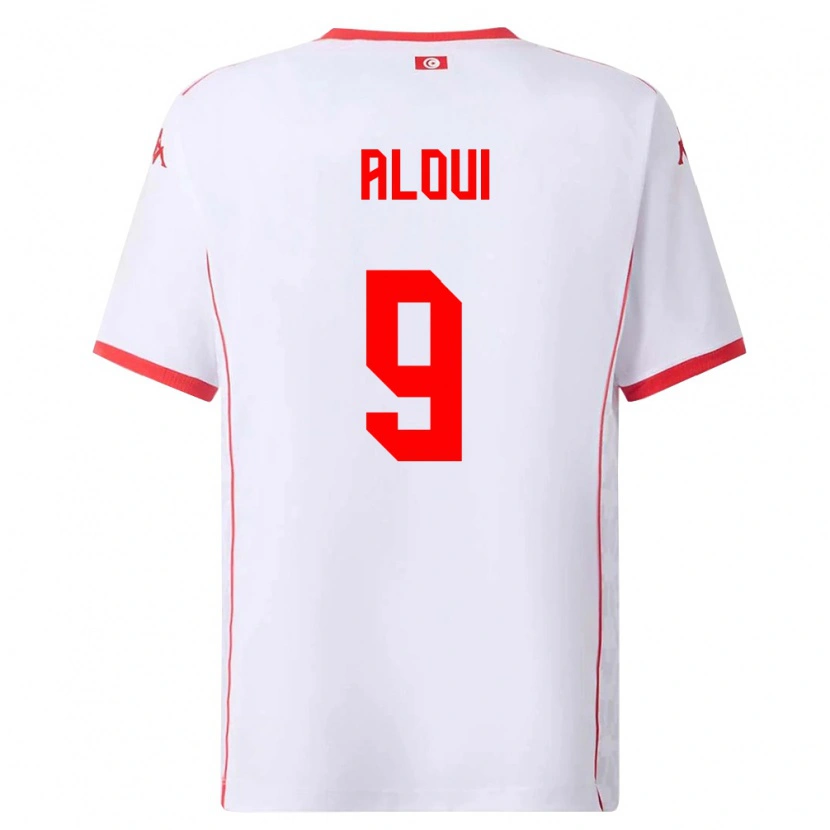 Danxen Hombre Camiseta Túnez Islem Aloui #9 Blanco Rojo 2ª Equipación 26-28 La Camisa