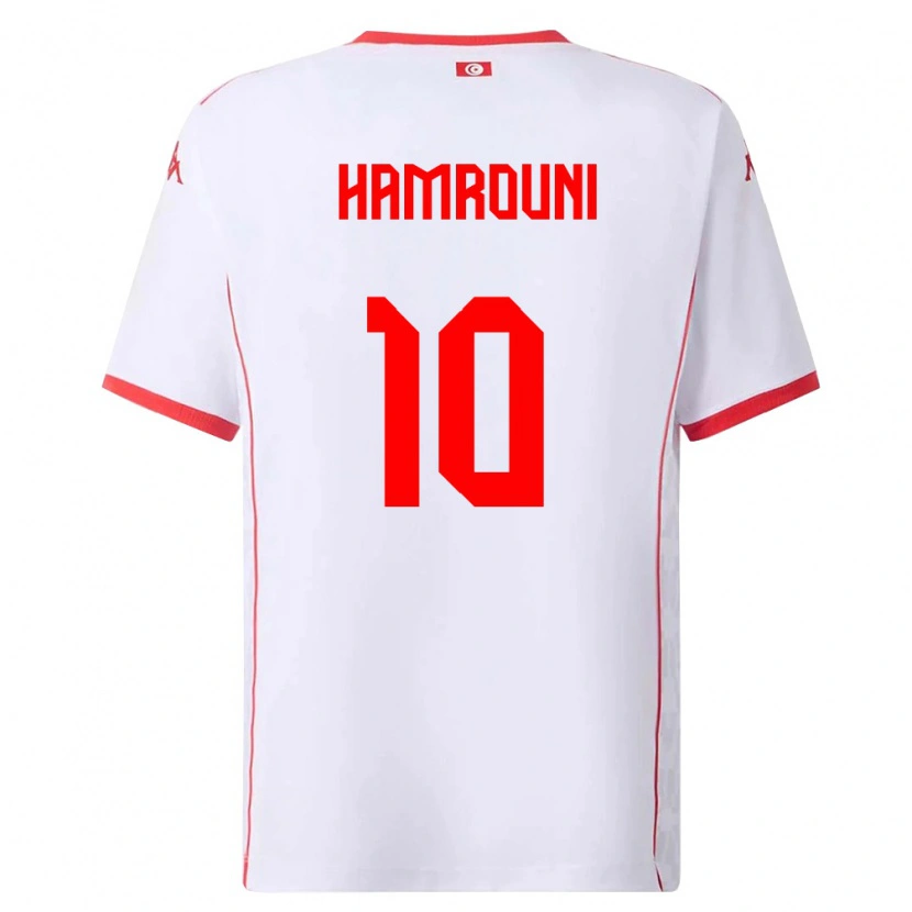 Danxen Hombre Camiseta Túnez Rayen Hamrouni #10 Blanco Rojo 2ª Equipación 26-28 La Camisa