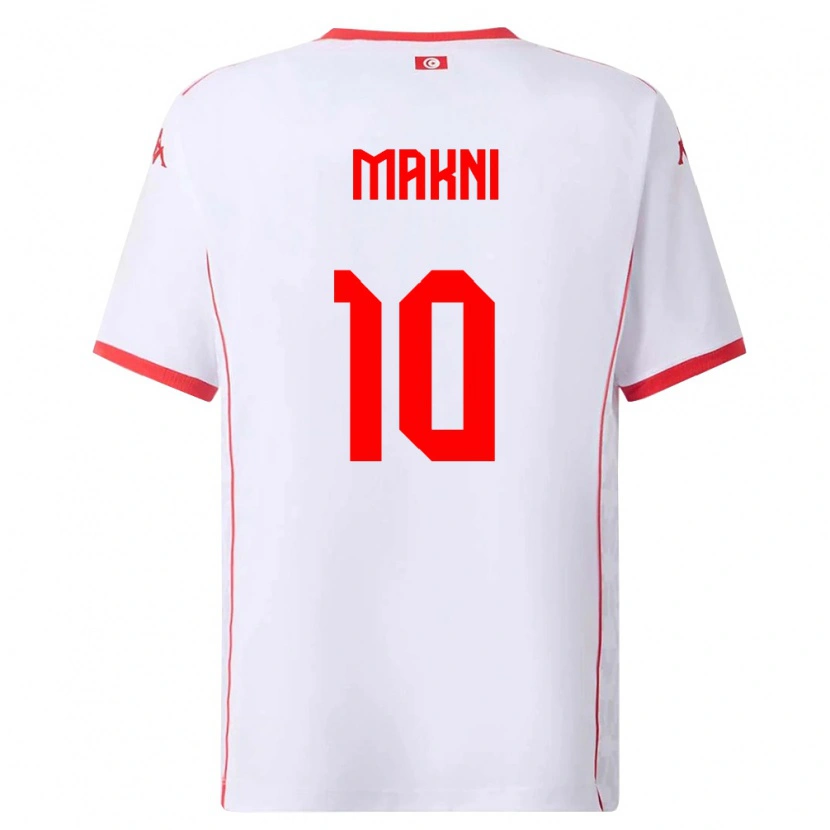 Danxen Hombre Camiseta Túnez Nabil Makni #10 Blanco Rojo 2ª Equipación 26-28 La Camisa