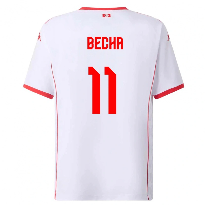Danxen Hombre Camiseta Túnez Youssef Becha #11 Blanco Rojo 2ª Equipación 26-28 La Camisa