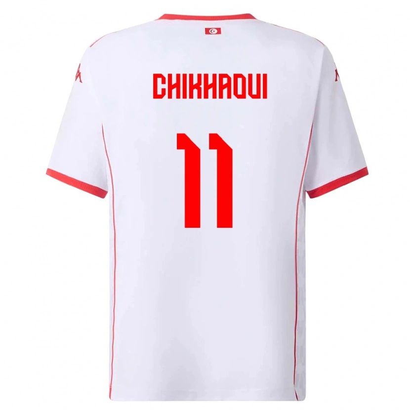 Danxen Hombre Camiseta Túnez Mahdi Chikhaoui #11 Blanco Rojo 2ª Equipación 26-28 La Camisa