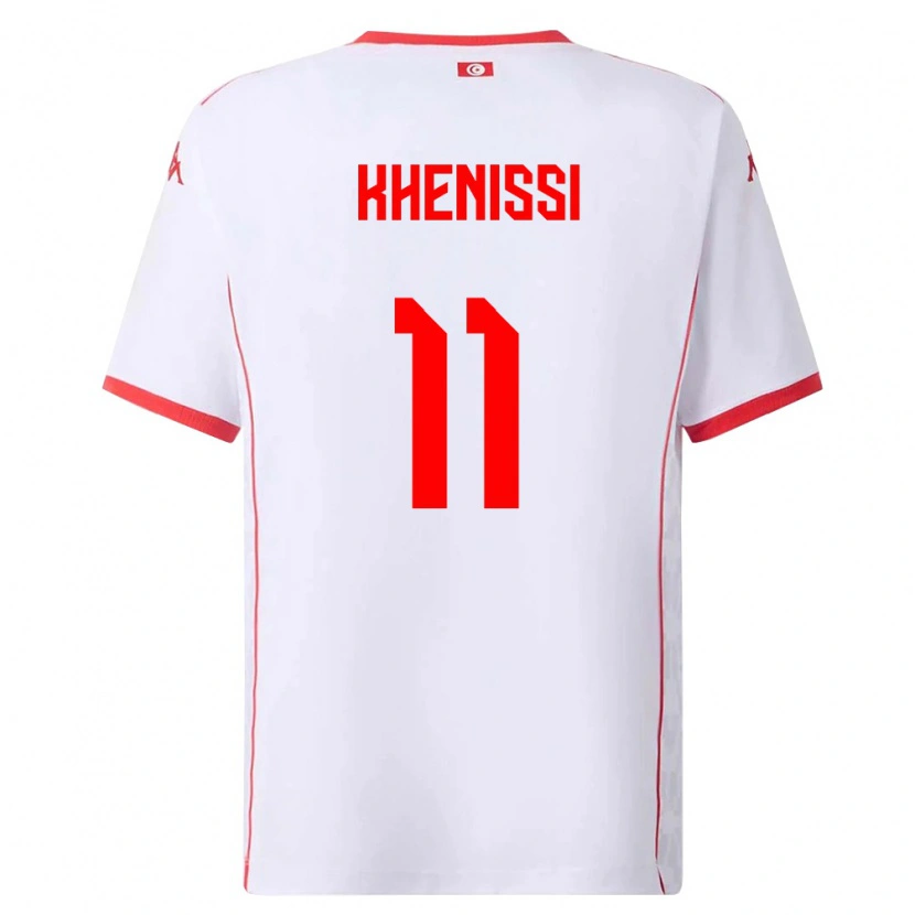 Danxen Hombre Camiseta Túnez Taha Yassine Khenissi #11 Blanco Rojo 2ª Equipación 26-28 La Camisa