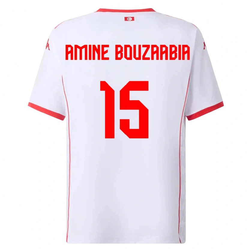 Danxen Hombre Camiseta Túnez Mohamed Amine Bouzaabia #15 Blanco Rojo 2ª Equipación 26-28 La Camisa