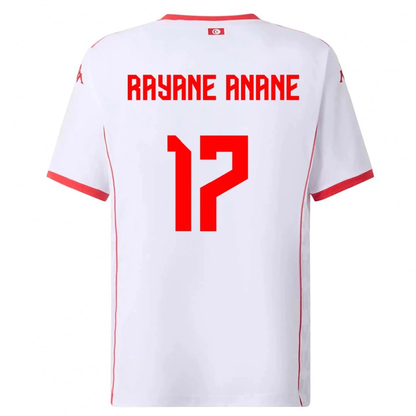 Danxen Hombre Camiseta Túnez Mohamed Rayane Anane #17 Blanco Rojo 2ª Equipación 26-28 La Camisa