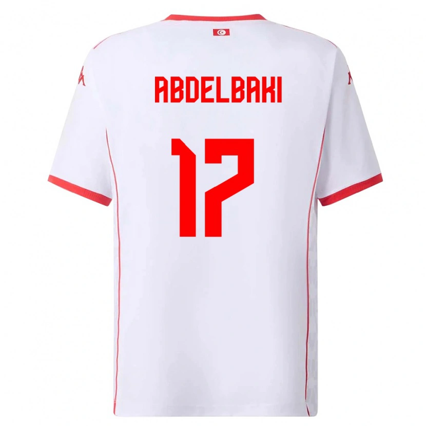 Danxen Hombre Camiseta Túnez Aziz Abdelbaki #17 Blanco Rojo 2ª Equipación 26-28 La Camisa