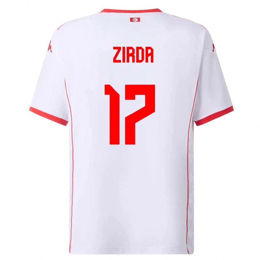 Danxen Hombre Camiseta Túnez Yannis Zirda #17 Blanco Rojo 2ª Equipación 26-28 La Camisa