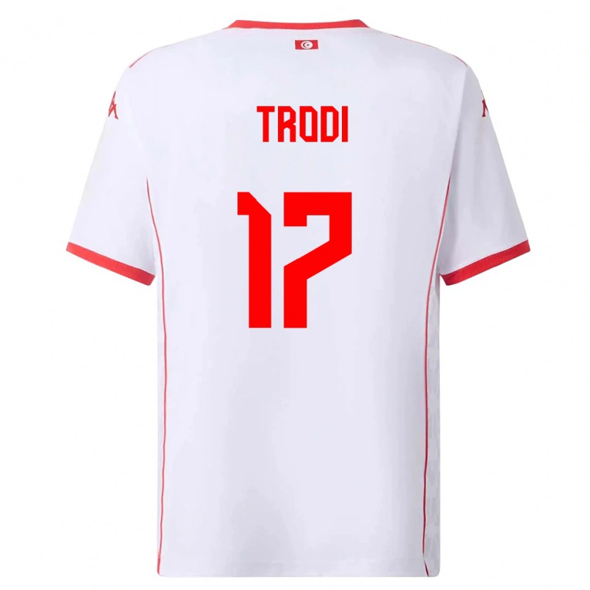 Danxen Hombre Camiseta Túnez Imen Trodi #17 Blanco Rojo 2ª Equipación 26-28 La Camisa