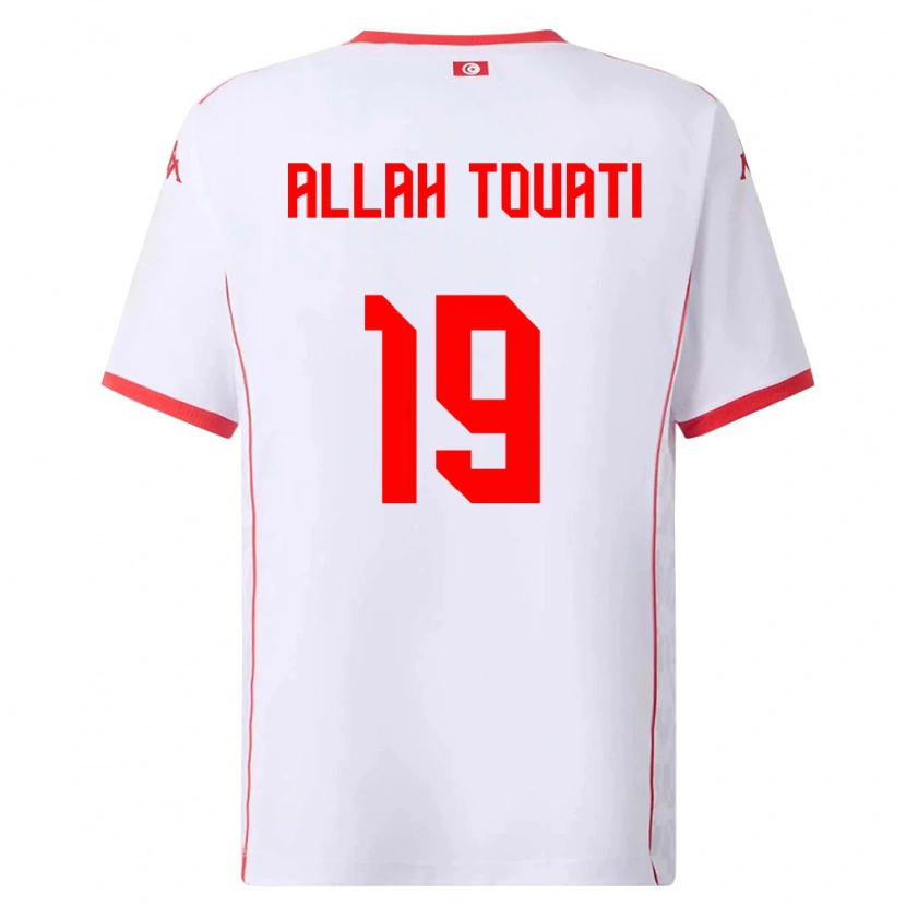 Danxen Hombre Camiseta Túnez Amen Allah Touati #19 Blanco Rojo 2ª Equipación 26-28 La Camisa