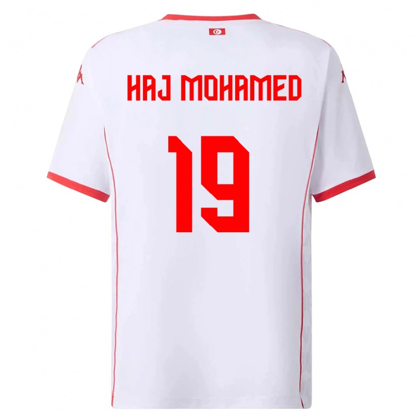 Danxen Hombre Camiseta Túnez Anas Haj Mohamed #19 Blanco Rojo 2ª Equipación 26-28 La Camisa