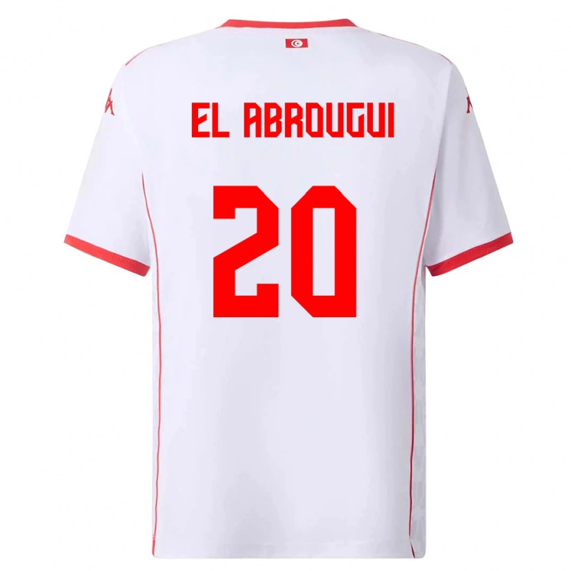Danxen Hombre Camiseta Túnez Wassim El Abrougui #20 Blanco Rojo 2ª Equipación 26-28 La Camisa