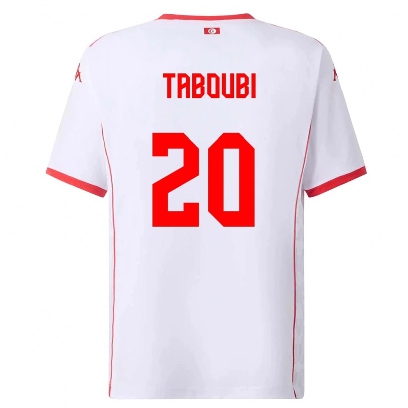 Danxen Hombre Camiseta Túnez Ayhem Taboubi #20 Blanco Rojo 2ª Equipación 26-28 La Camisa