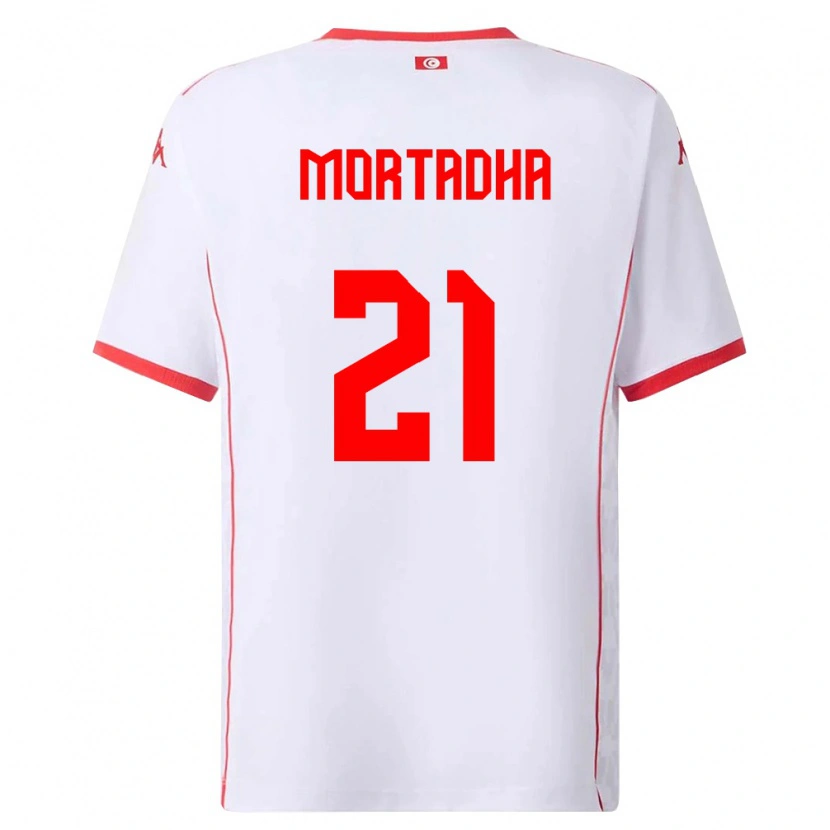 Danxen Hombre Camiseta Túnez Mortadha Ben Ouanes #21 Blanco Rojo 2ª Equipación 26-28 La Camisa
