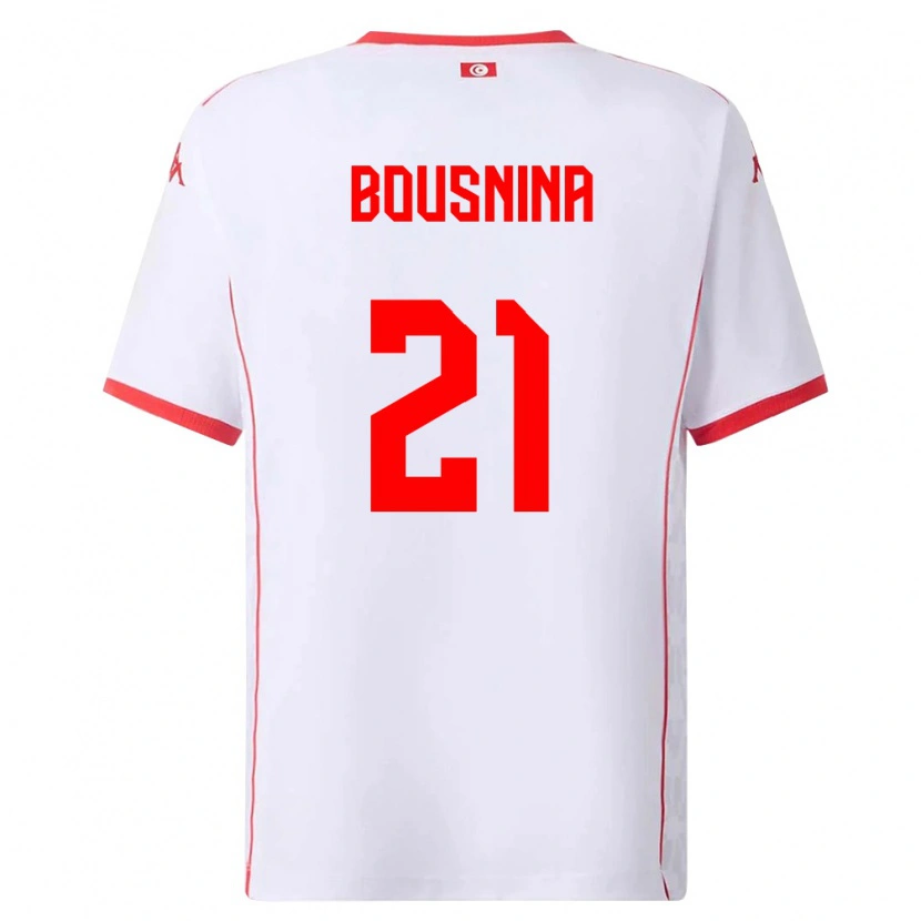 Danxen Hombre Camiseta Túnez Farès Bousnina #21 Blanco Rojo 2ª Equipación 26-28 La Camisa