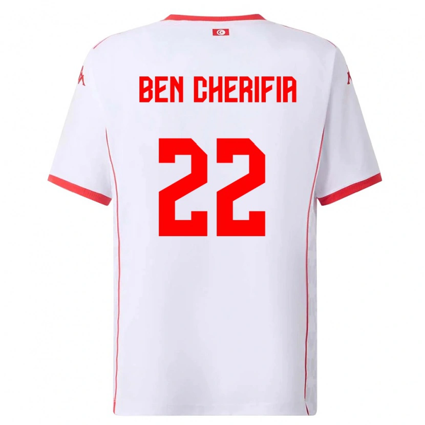 Danxen Hombre Camiseta Túnez Moez Ben Cherifia #22 Blanco Rojo 2ª Equipación 26-28 La Camisa